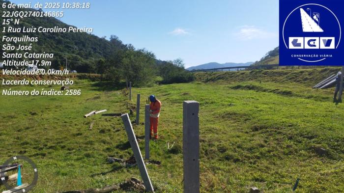 IMPLANTAÇÃO DE CERCA-Obra Arteris Litoral Sul